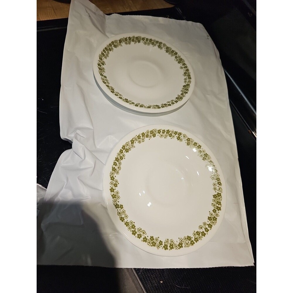 Vintage Corning Ware Corelle Crazy Daisy Spring Blossom 2 Saucers Plates 6.25 "